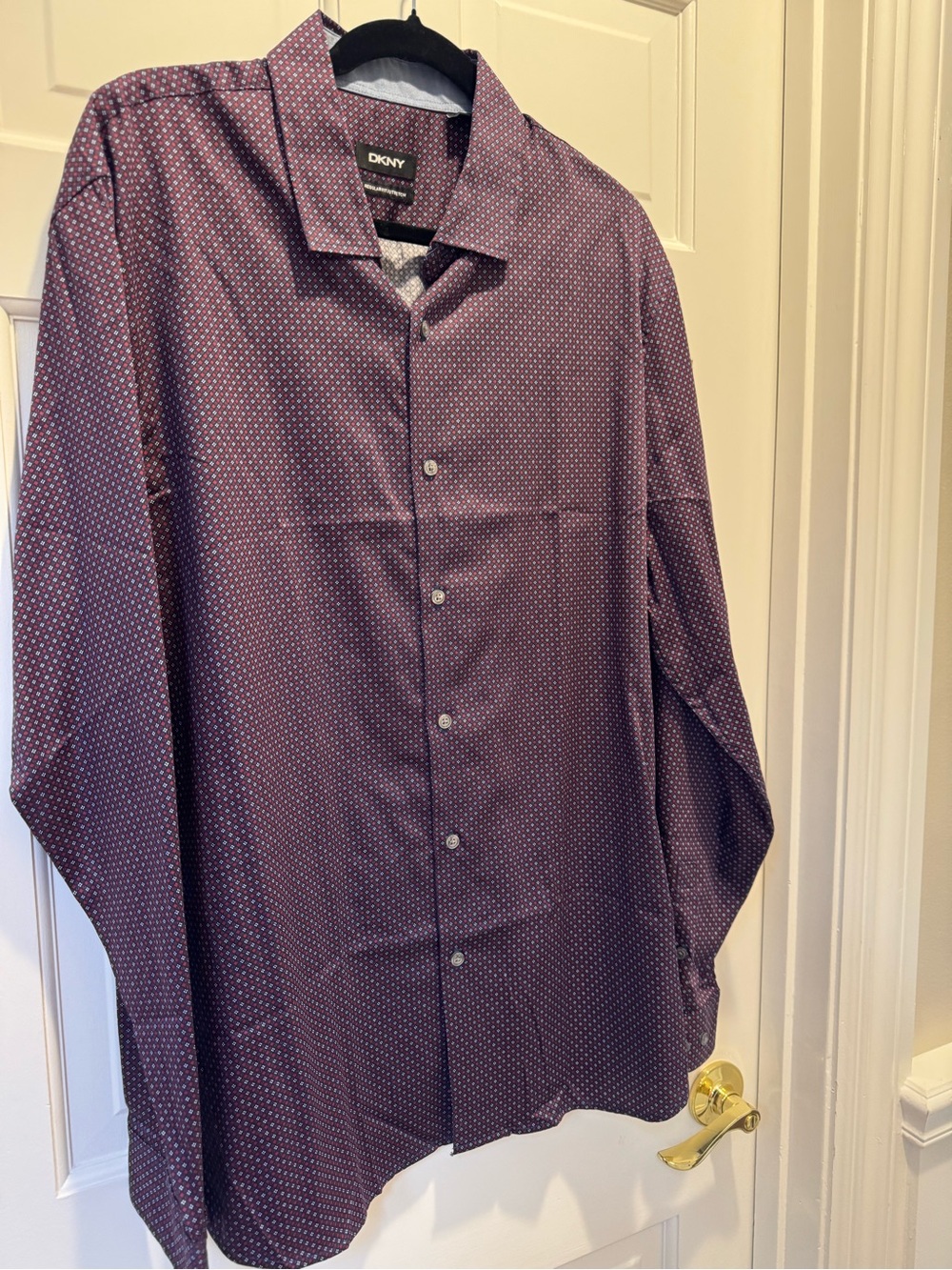 DKNY Men's Purple Micro-Pattern Button-Down Shirt